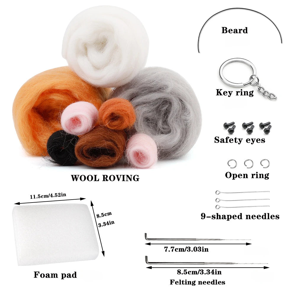 Beginner Animals DIY Needle Felting Set with Foam Mat for Handcraft Project