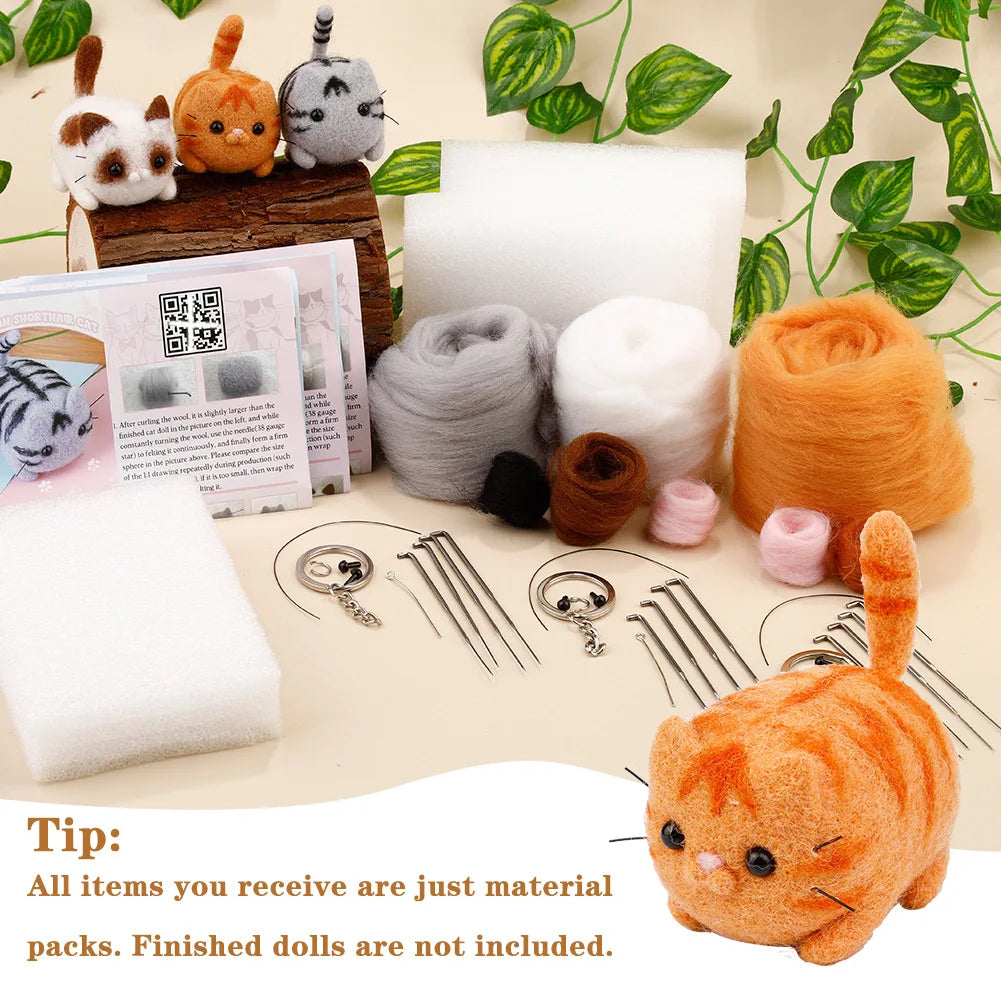 Beginner Animals DIY Needle Felting Set with Foam Mat for Handcraft Project