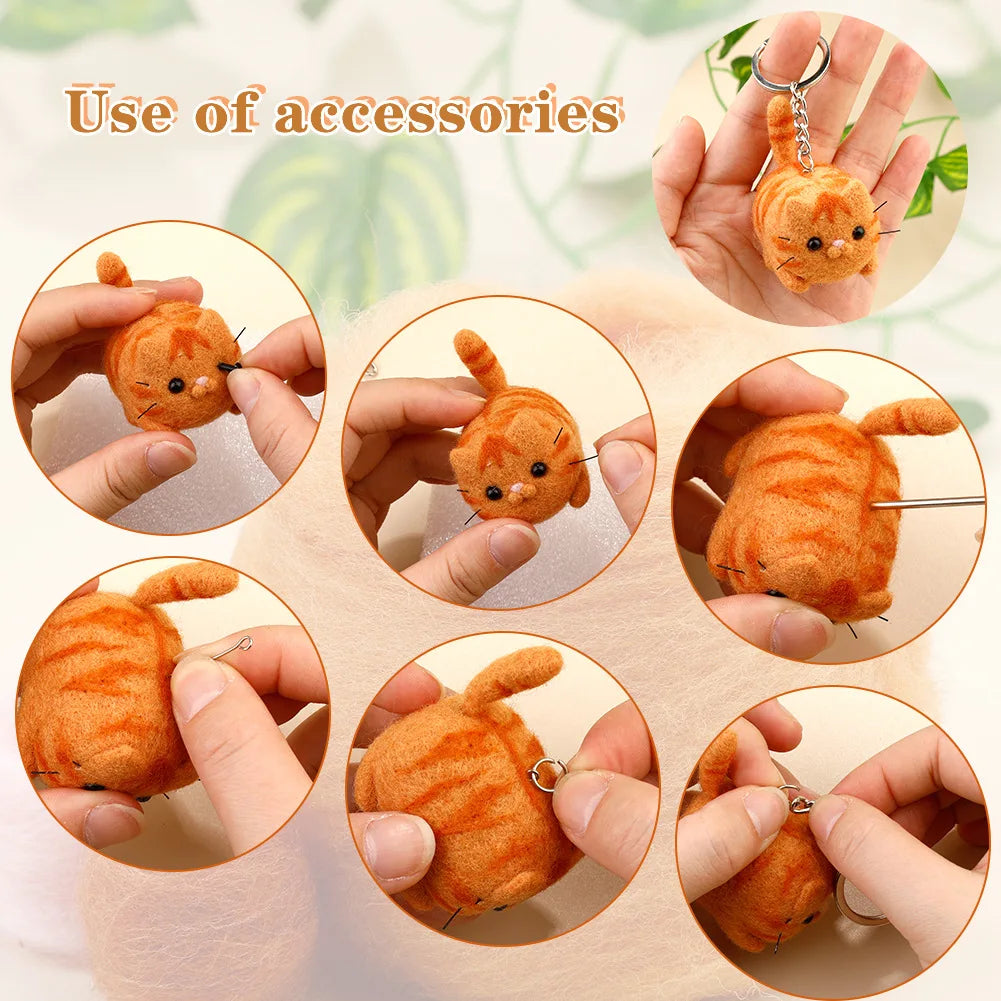 Beginner Animals DIY Needle Felting Set with Foam Mat for Handcraft Project