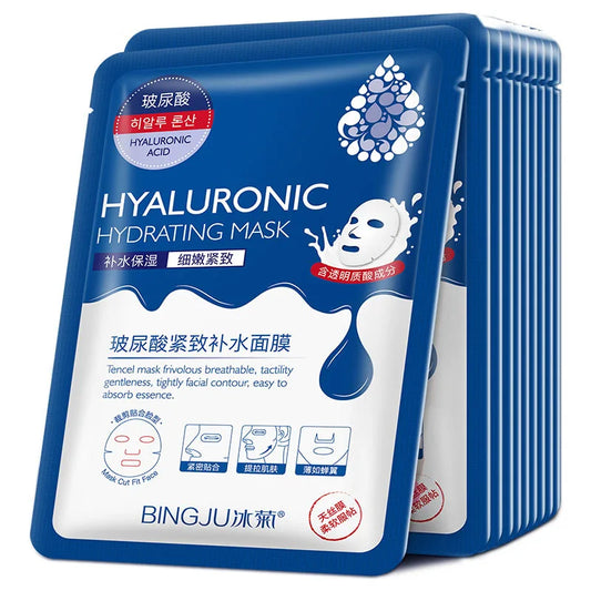 10pcs Hyaluronic Acid Hydrating Facial Mask