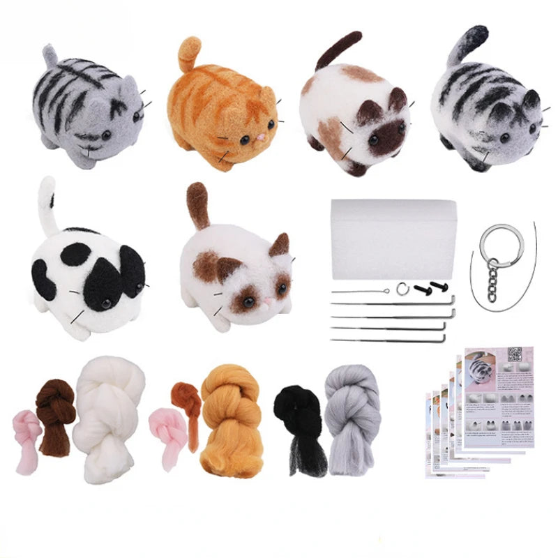 Beginner Animals DIY Needle Felting Set with Foam Mat for Handcraft Project